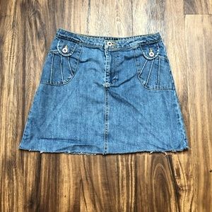 Lux Distressed Denim Jean Mini Skirt